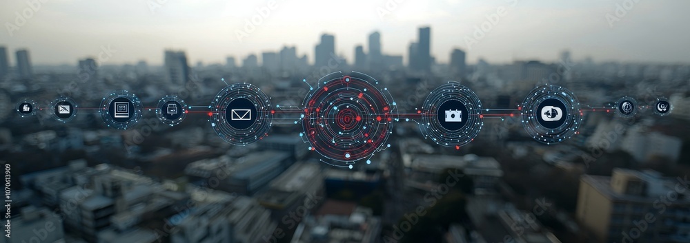 Poster organization structure of technology industrial business processes on a virtual screen. diagram of s