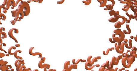 Colored question marks background. 3D Rendering..