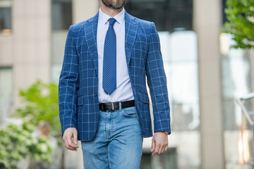 Businessman go for meeting. Businessman in suit. Confident businessman outdoor. Business CEO. Man of success. Successful business. Success of entrepreneur. Man banker. Cropped view