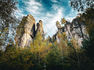 Sandstone rock in fall