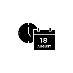 Calendar clock icon black and white vector sign