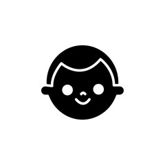 Child face icon black and white vector sign