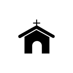 Church icon black and white vector sign
