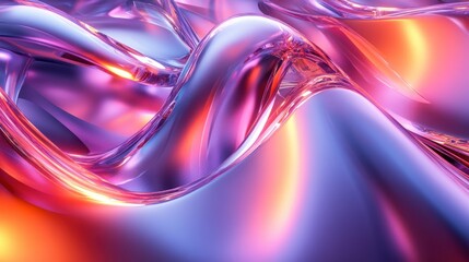 Abstract Purple and Orange Liquid Waves