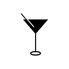 Cocktail icon black and white vector sign