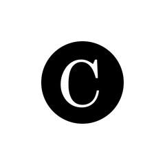 Copyright icon black and white vector sign