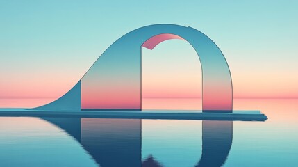 Serene Sunset Arch Minimalist Ocean Sky Design