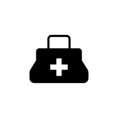 Doctor bag icon black and white vector sign