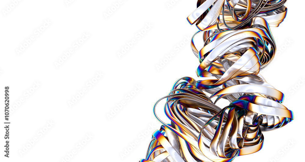 Aufkleber 3D render abstract background. Colorful twisted shapes in motion. Computer generated digital art for poster, flyer, banner