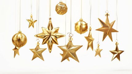 Fototapeta premium Christmas decorations illuminate with gold glittering accents, creating an abstract glow light texture. The shimmering ornaments and festive lights capture the essence of the holiday season, blending 