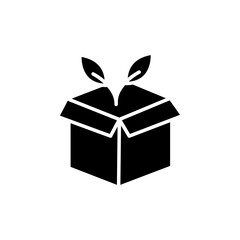 Eco packaging icon black and white vector sign
