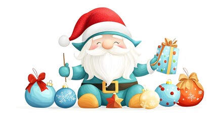 Obraz premium Christmas Gnome Gift Ornaments