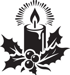 Classic Candle Silhouette Icon Vector Illustration - White Background.