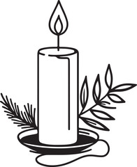 Retro Candle Silhouette Vector Illustration on White Background.