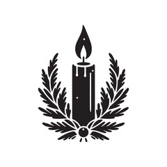 Elegant Candle Silhouette Icon - Vector Illustration on White.