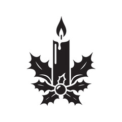 Elegant Candle Silhouette Icon - Vector Illustration on White.