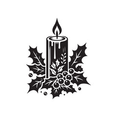 Vintage Candle Silhouette Vector Icon on a White Background.