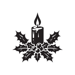 Vintage Candle Silhouette Vector Icon on a White Background.