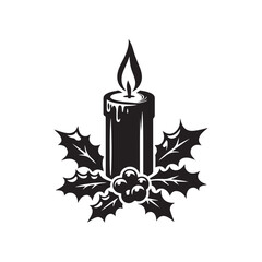 Antique Candle Silhouette Vector Illustration - White Background.