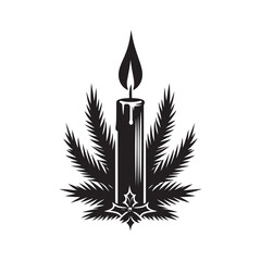 Antique Candle Silhouette Vector Illustration - White Background.