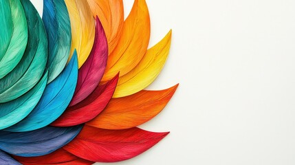 Obraz premium Colorful leaves arranged in a circle, with a white background.