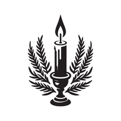 Vintage Candle Icon in Silhouette Style - Vector Illustration.