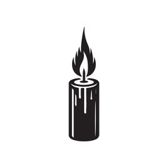 Vintage Candle Icon in Silhouette Style - Vector Illustration.
