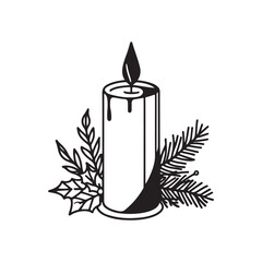 Vintage Candle Icon in Silhouette Style - Vector Illustration.