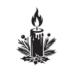 Old-fashioned Candle Silhouette Vector Icon on White Background.