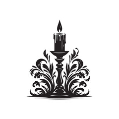Silhouette Illustration of a Candlestick Holder | Isolated on White Background.