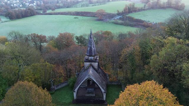 Chapel on a mountain in autumn