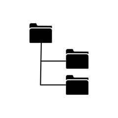 Folder tree icon black and white vector sign