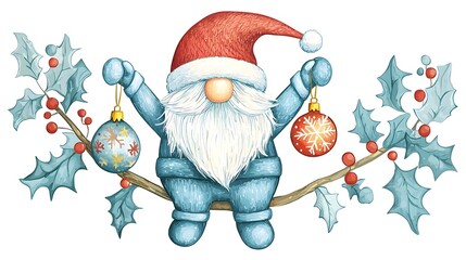 Christmas Gnome Ornament Holly