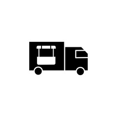 Food truck icon black and white vector sign