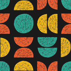 Seamless pattern with colorful textured geometric shapes
