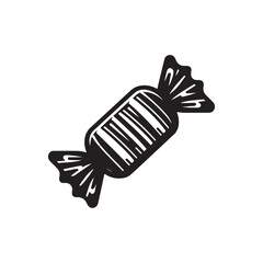 Clean Silhouette Vector of Candy on White Background.