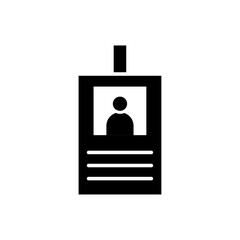 ID badge icon black and white vector sign
