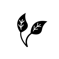 Fototapeta premium Leaf icon black and white vector sign