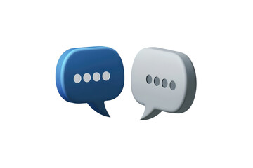 Fototapeta premium Two speech bubbles in blue and gray, featuring three dots inside each, symbolizing conversation or messaging.
