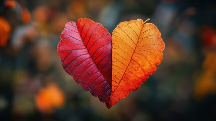 Obraz premium Autumn Heart Shaped Leaves