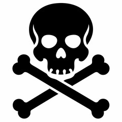 Skull crossbones silhouette icon. Clipart image isolated on white background