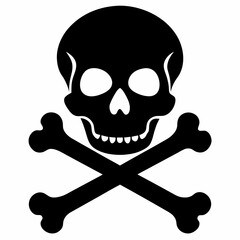 Skull crossbones silhouette icon. Clipart image isolated on white background