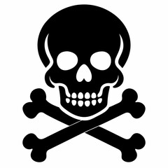 Skull crossbones silhouette icon. Clipart image isolated on white background