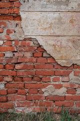Old distressed vintage wall bricks background