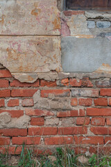 Old distressed vintage wall bricks background