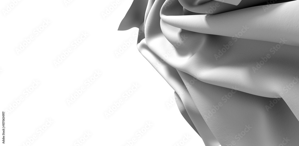 Poster A close-up of a white fabric draped softly against a dark background, creating a smooth, flowing curve.