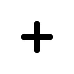 Plus icon black and white vector sign