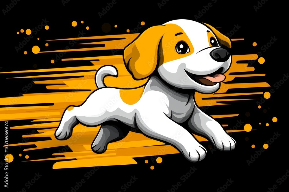 Aufkleber pixel art of a playful dog in 8-bit style, with simple shapes and retro colors capturing a nostalgic