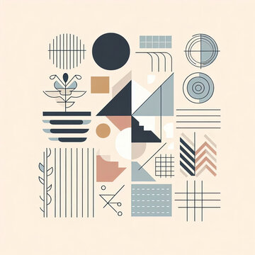 A cute floral pattern with cream, blue, yellow  and purple flowers and dark stems and leaves on a white background.