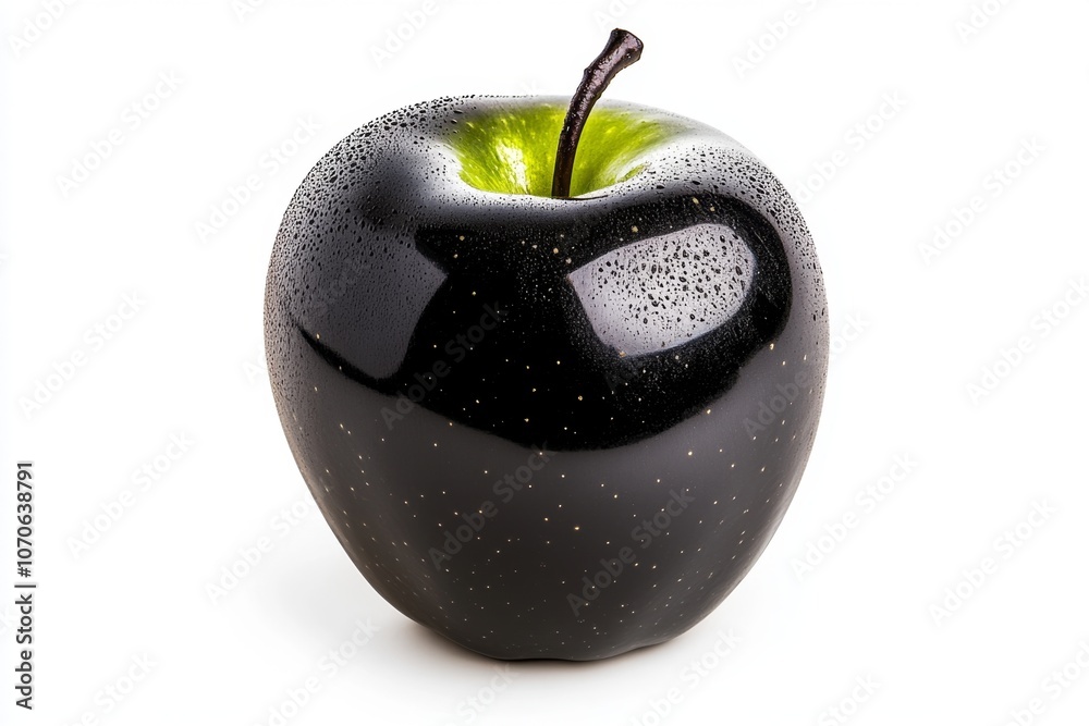 Poster simple apple silhouette in black, set against a clean white background, emphasizing form and simplic